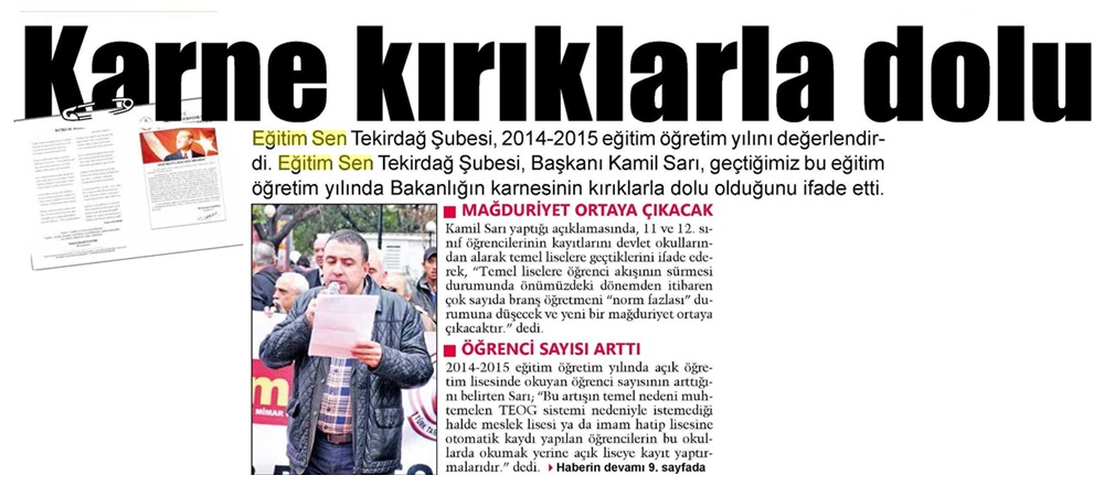 Karne Kırıklarla Dolu - Avrupa Gazetesi