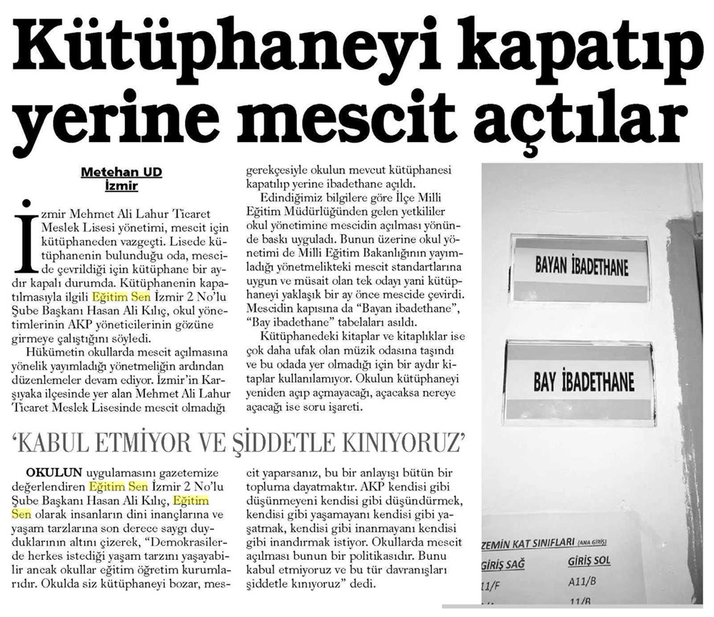 Kütüphaneyi Kapatıp Yerine Mescid Açtılar - Evrensel