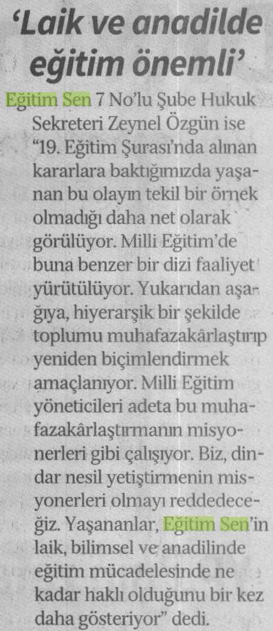 Laik ve Anadilinde Eğitim Önemli - Özgür Gündem