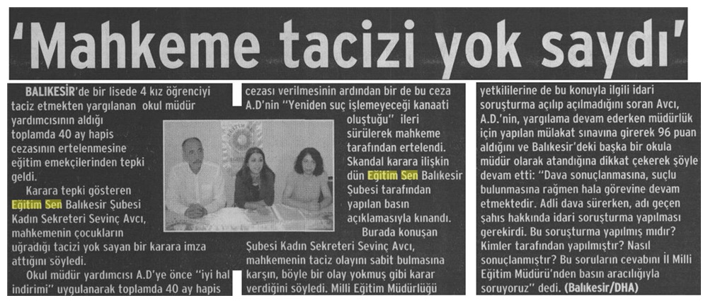 'Mahkeme Tacizi Yok Saydı' - Evrensel