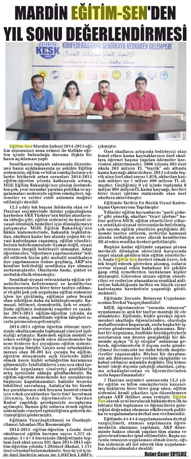 Mardin Eğitim Sen'den Yılsonu Değerlendirmesi - Mardin Arena