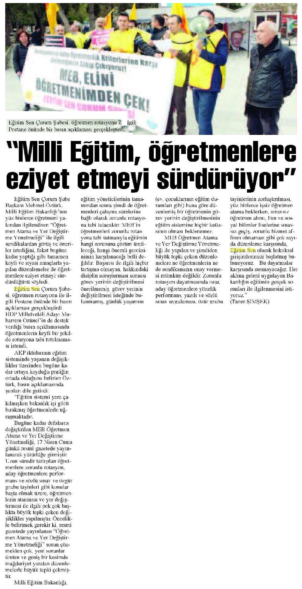 Milli Eğitim, Öğretmenlere Eziyet Etmeyi Sürdürüyor - Çorum Haber