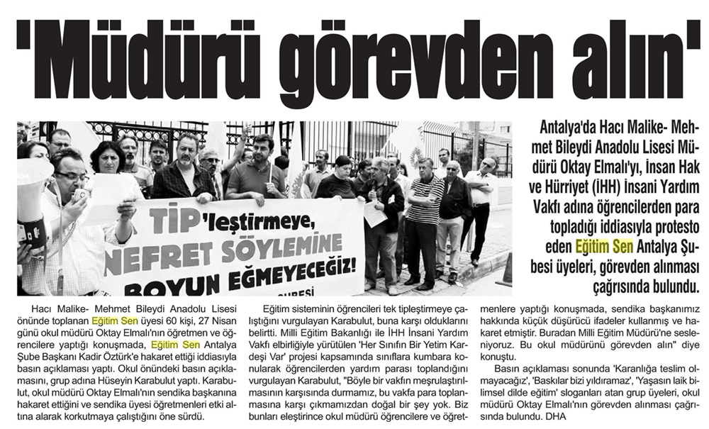 'Müdürü Görevden Alın' - Antalya Hilal