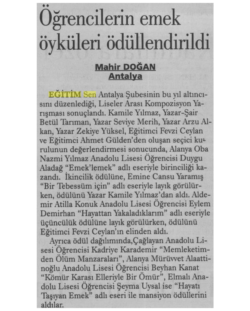 Öğrencilerin Emek Öyküleri Ödüllendirildi - Evrensel