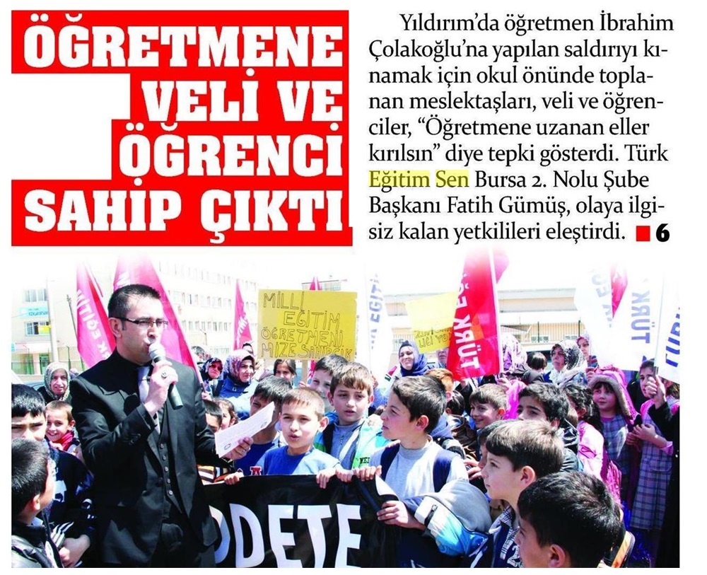 Öğretmene Veli ve Öğrenci Sahip Çıktı - Gazete Bursa