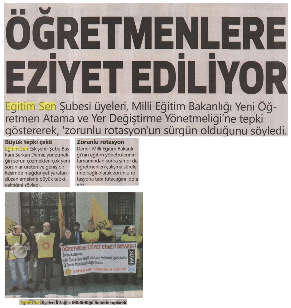 Öğretmenlere Eziyet Ediliyor - Eskişehir Sakarya Gazetesi
