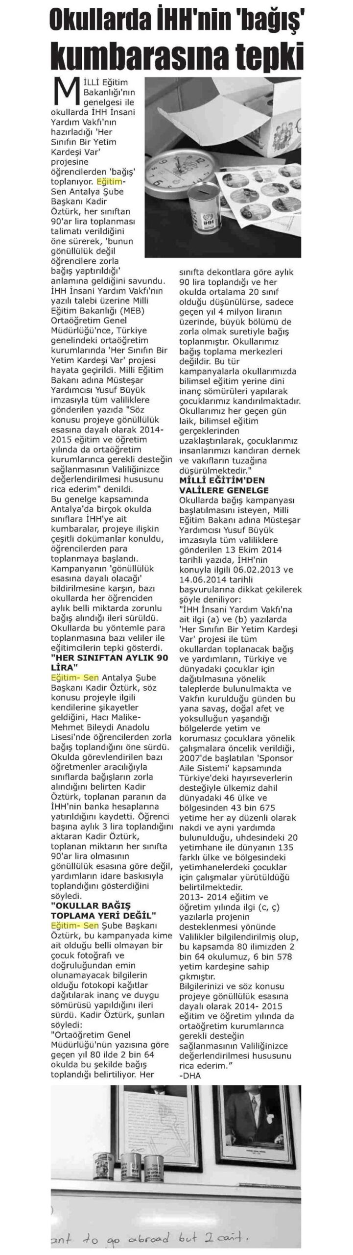 Okullarda İHH'nin Bağış Kumbarasına Tepki - Akdeniz Güncel