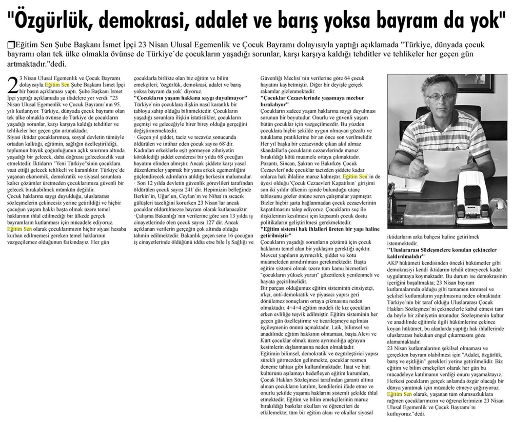 'Özgürlük, Demokrasi, Barış ve Adalet Yoksa Bayram da Yok' - Bartın Manşet