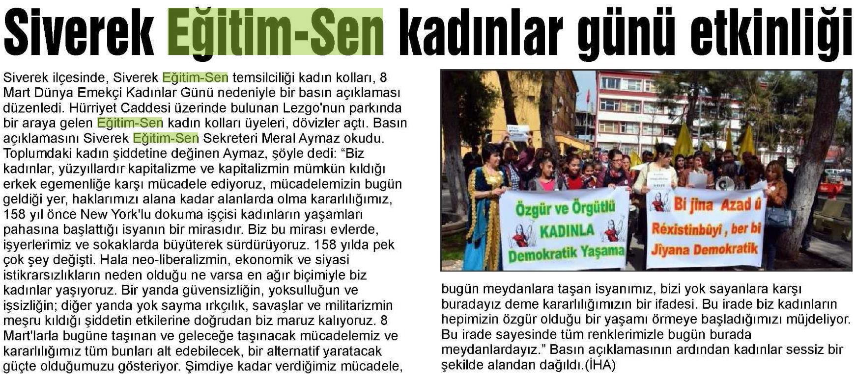 Siverek Eğitim Sen Kadınlar Günü Etkinliği - Şanlıurfa