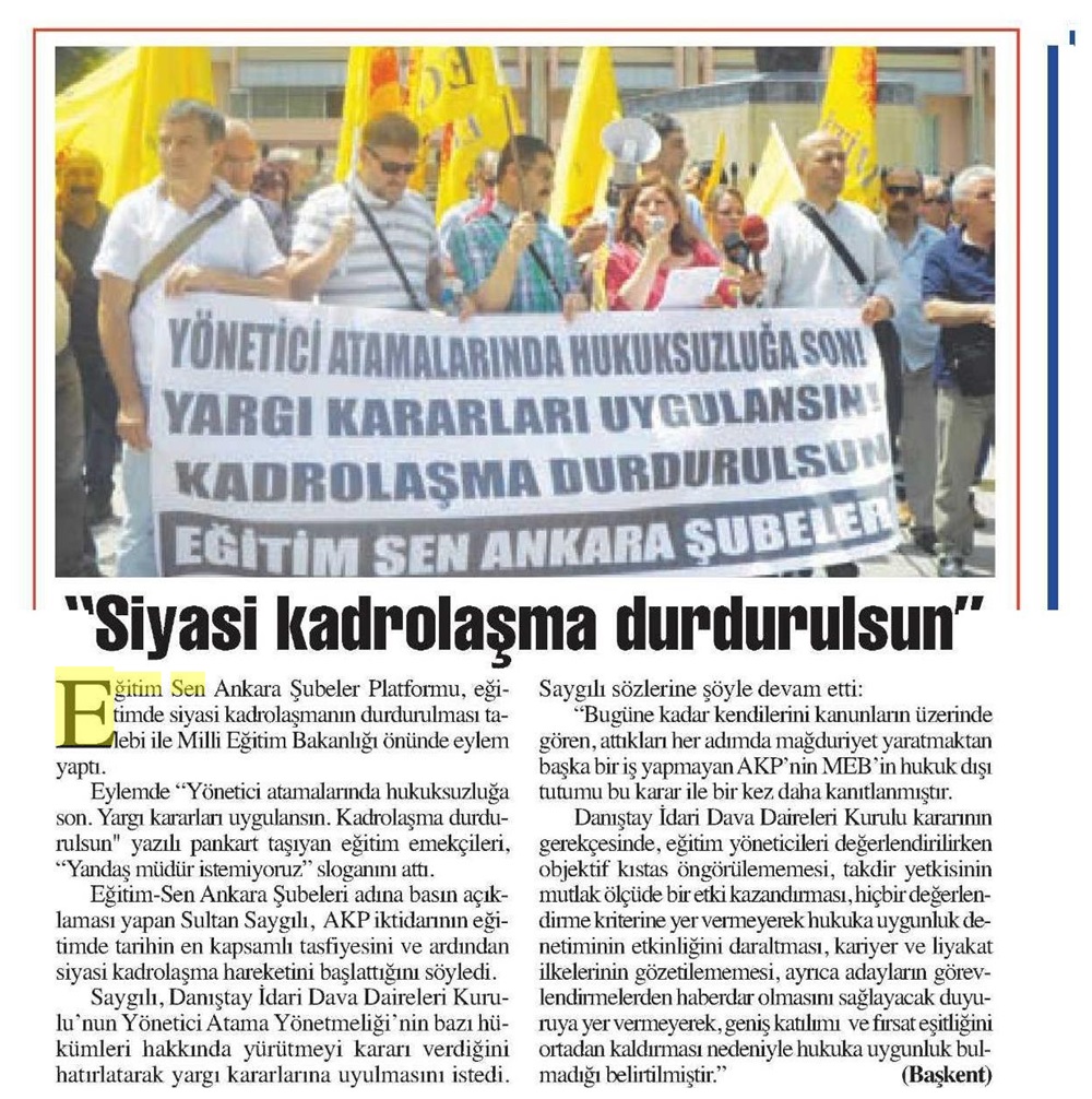 'Siyasi Kadrolaşma Durdurulsun' - Başkent Ankara
