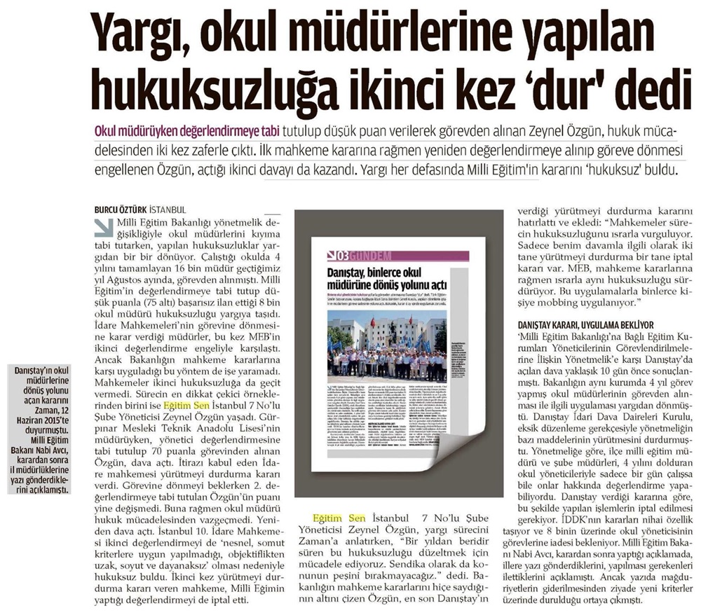 Yargı, Okul Müdürlerine Yapılan Hukuksuzluğa İkinci Kez 'Dur' Dedi - Zaman