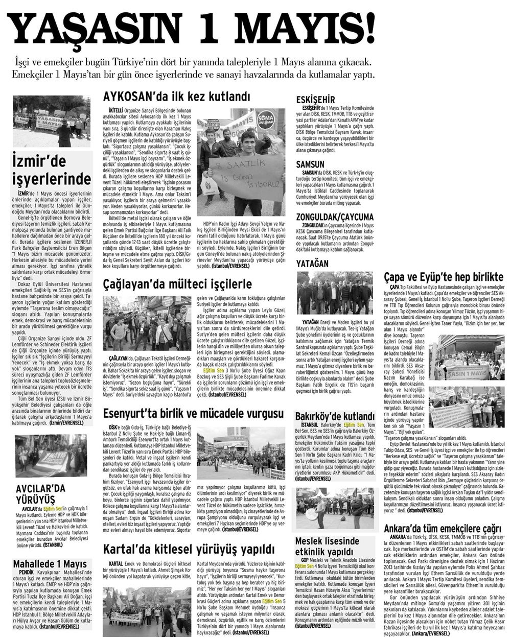 Yaşasın 1 Mayıs - Evrensel