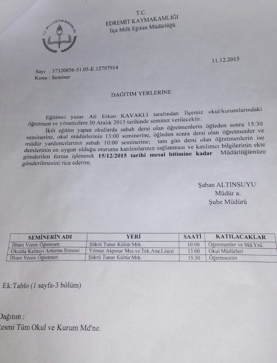 Yeni Akit Yazarından Öğretmen ve Müdürlere Zorunlu Seminer