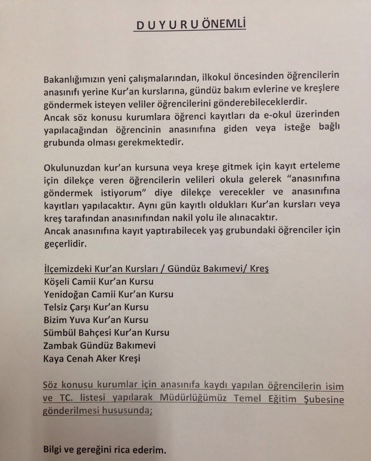 Zeytinburnu İlçe MEM’den Korsan Kuran Kursu Çağrısı