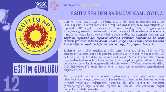 Eğitim Sen’den Basına ve Kamuoyuna / Eğitim Günlüğü 12