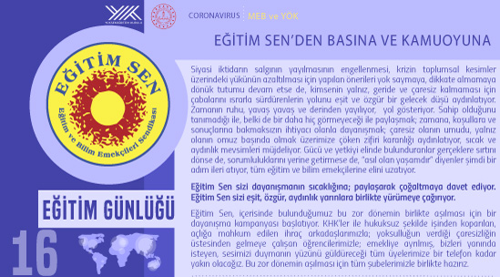 Eğitim Sen’den Basına ve Kamuoyuna / Eğitim Günlüğü 16