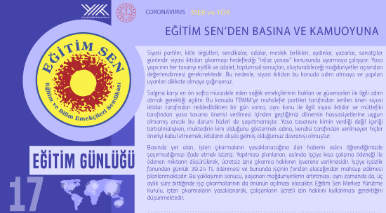 Eğitim Sen’den Basına ve Kamuoyuna / Eğitim Günlüğü 17