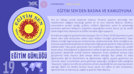 Eğitim Sen’den Basına ve Kamuoyuna / Eğitim Günlüğü 19