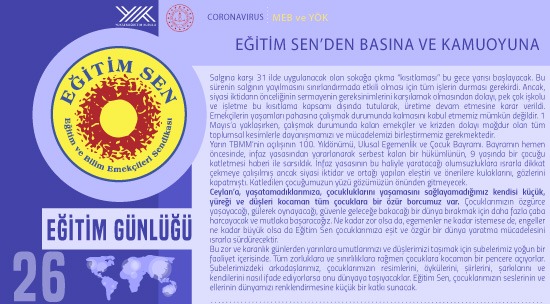 Eğitim Sen’den Basına ve Kamuoyuna / Eğitim Günlüğü 26