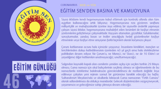 Eğitim Sen’den Basına ve Kamuoyuna / Eğitim Günlüğü 46