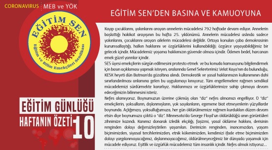 Eğitim Sen’den Basına ve Kamuoyuna / Eğitim Günlüğü Haftanın Özeti 10