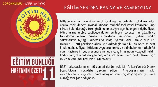 Eğitim Sen’den Basına ve Kamuoyuna / Eğitim Günlüğü Haftanın Özeti 11