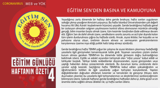Eğitim Sen’den Basına ve Kamuoyuna / Eğitim Günlüğü Haftanın Özeti