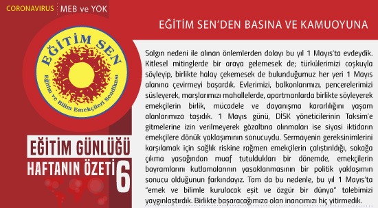 Eğitim Sen’den Basına ve Kamuoyuna / Eğitim Günlüğü Haftanın Özeti 6