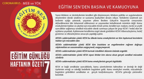 Eğitim Sen’den Basına ve Kamuoyuna / Eğitim Günlüğü Haftanın Özeti 7