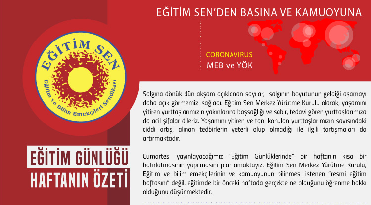 Eğitim Sen’den Basına ve Kamuoyuna / Eğitim Günlüğü Haftanın Özeti