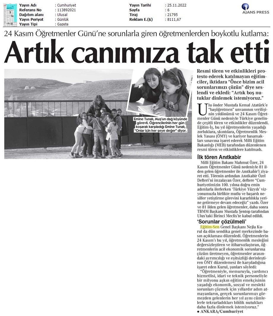Artık Canımıza Tak Etti / Cumhuriyet