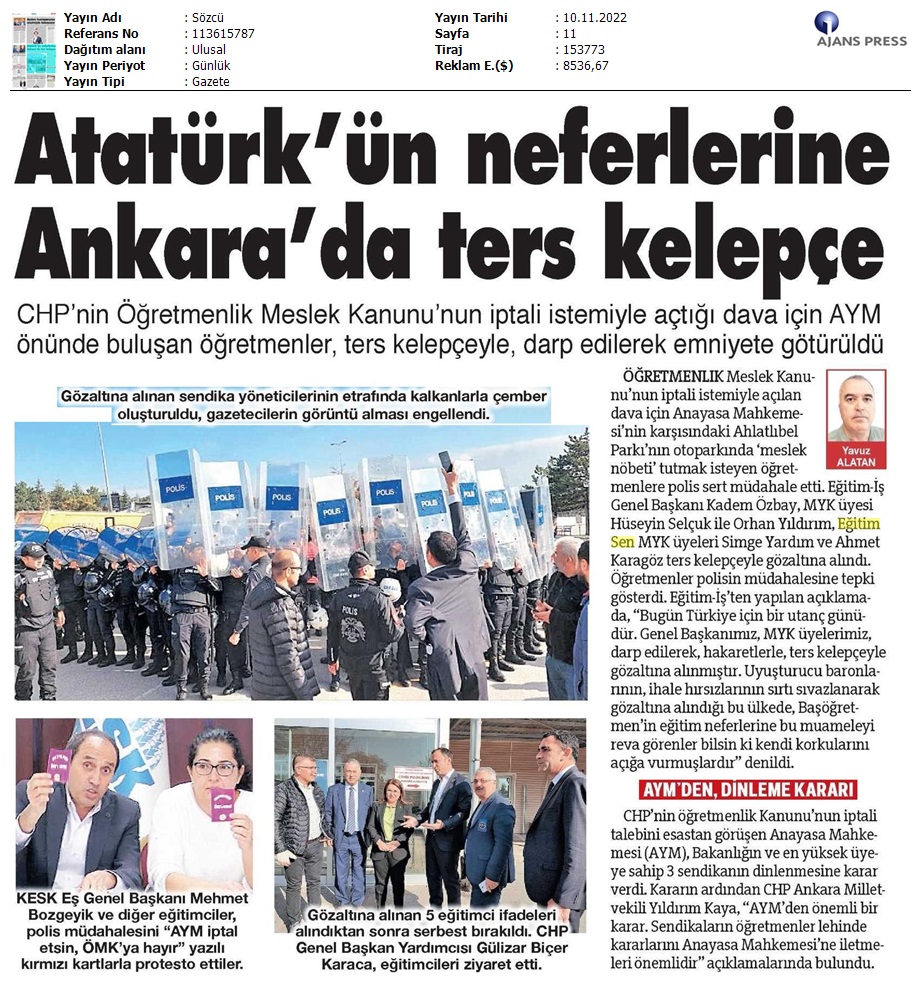 Atatürk'ün Neferlerine Ankara'da Ters Kelepçe / Sözcü