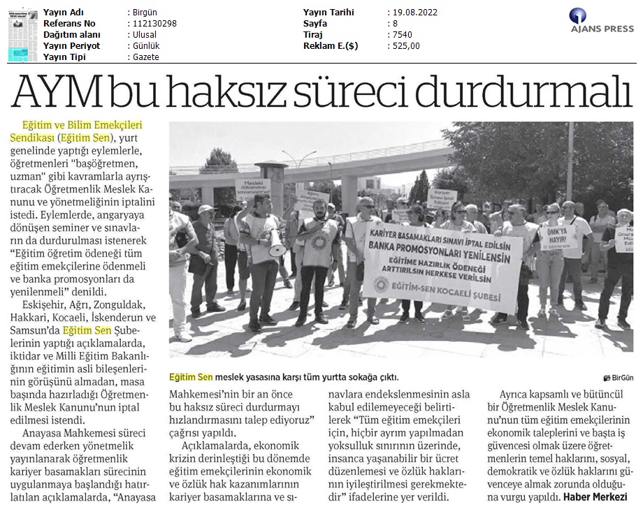 AYM Bu Haksız Süreci Durdurmalı / BirGün