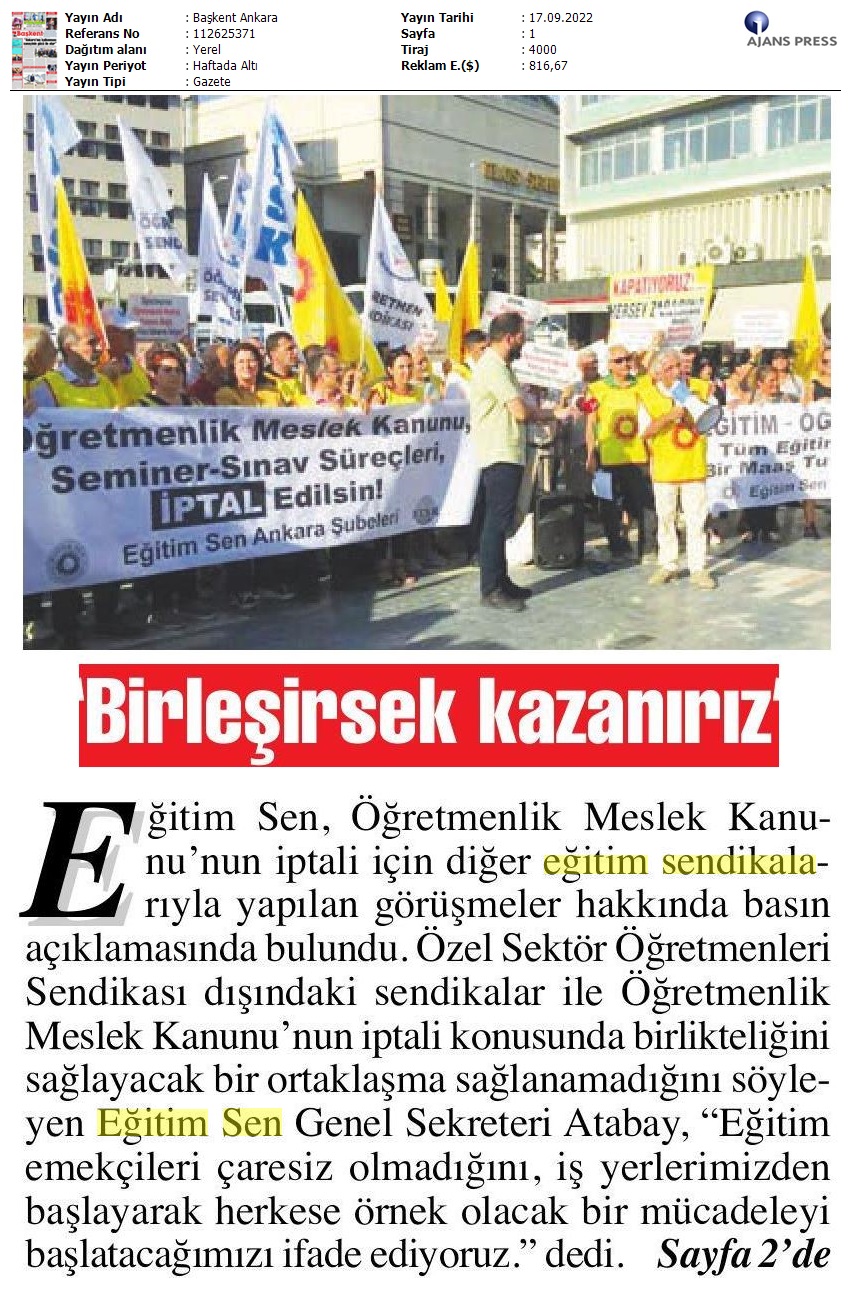 Birleşirsek Kazanırız / Başkent Ankara