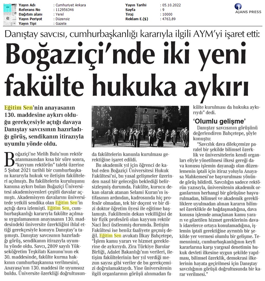 Boğaziçi'nde İki Yeni Fakülte Hukuka Aykırı / Cumhuriyet