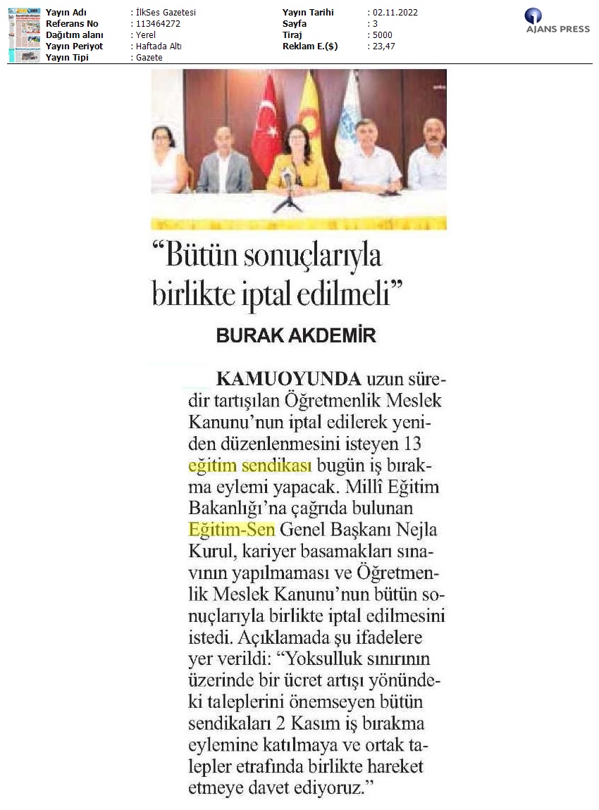"Bütün Sonuçlarıyla Birlikte İptal Edilmeli" / İlkSes Gazetesi