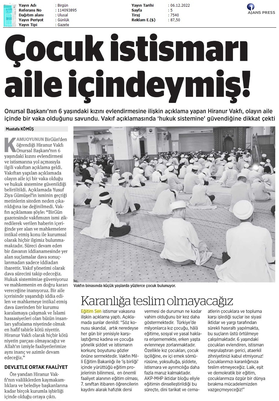 Çocuk İstismarı Aile İçindeymiş! / BirGün