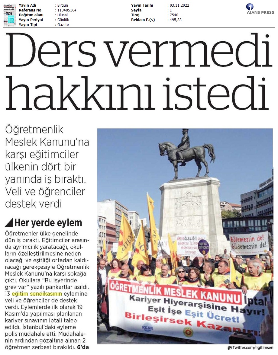 Ders Vermedi Hakkını İstedi / BirGün