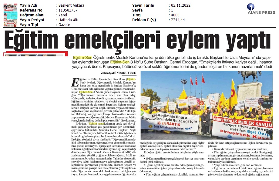 Eğitim Emekçileri Eylem Yaptı / Başkent Ankara