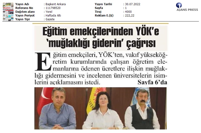 Eğitim Emekçilerinden YÖK'e 'Muğlaklığı Giderin' Çağrısı / Başkent Ankara
