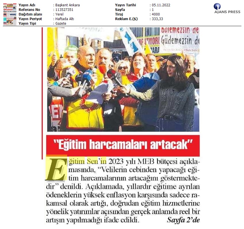 "Eğitim Harcamaları Artacak" / Başkent Ankara