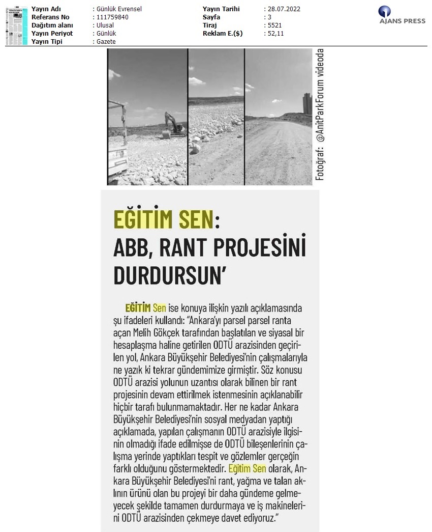 Eğitim Sen: "ABB, Rant Projesini Durdursun" / Evrensel