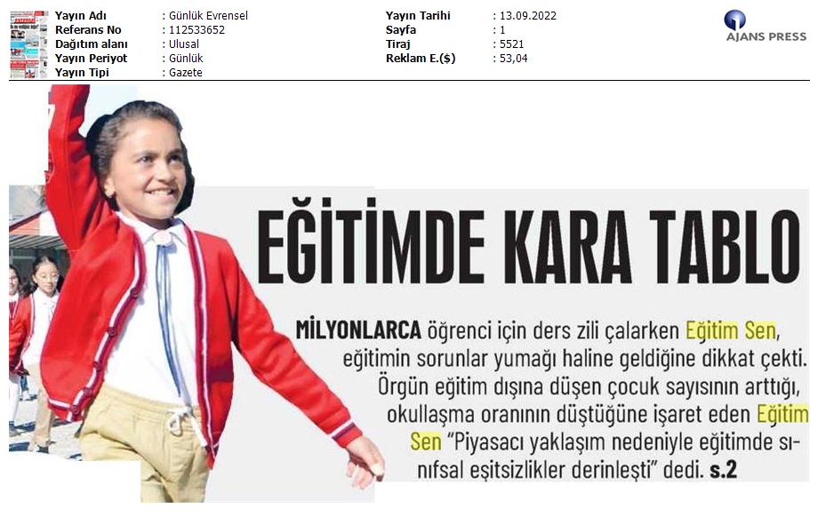 Eğitimde Kara Tablo / Evrensel