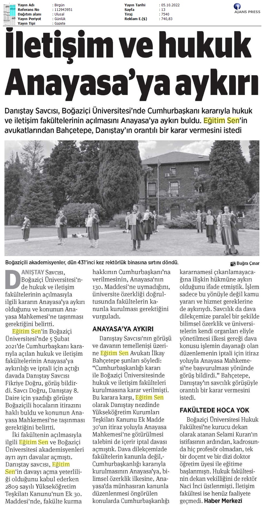 İletişim ve Hukuk Anayasa'ya Aykırı / BirGün
