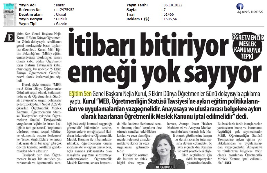 İtibarı Bitiriyor, Emeği Yok Sayıyor / Karar