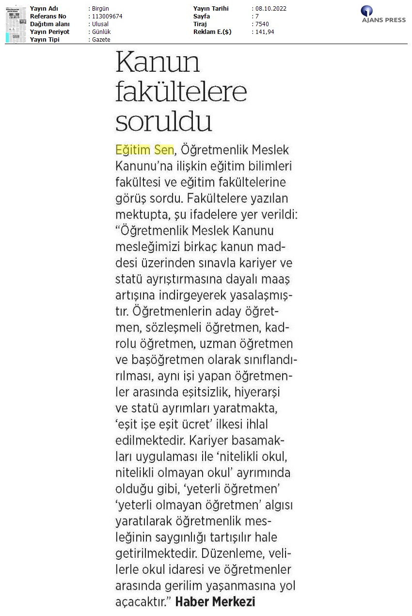 Kanun Fakültelere Soruldu / BirGün