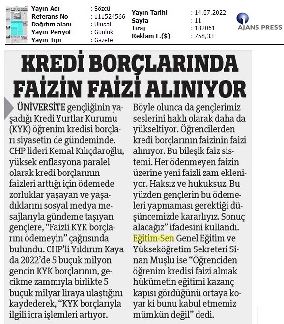 Kredi Borçlarında Faizin Faizi Alınıyor / Sözcü