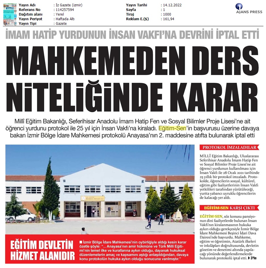 Mahkemeden Ders Niteliğinde Karar / İz Gazete