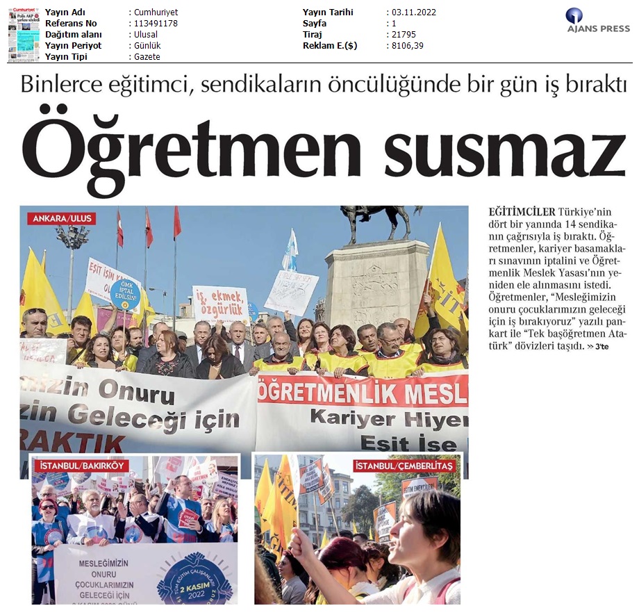 Öğretmen Susmaz / Cumhuriyet