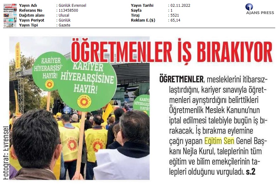 Öğretmenler İş Bırakıyor / Evrensel